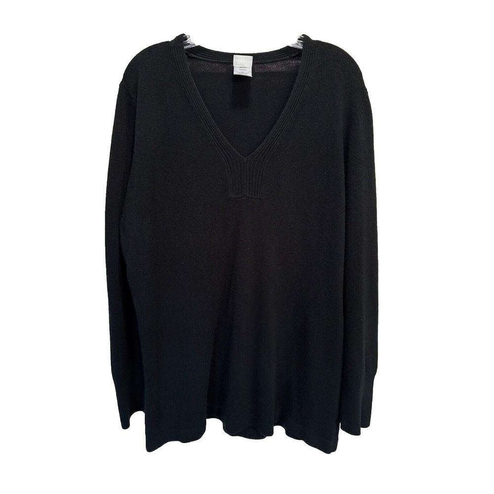JMS Black V Neck Knit Sweater Long Sleeve Size 3XL Soft Acrylic